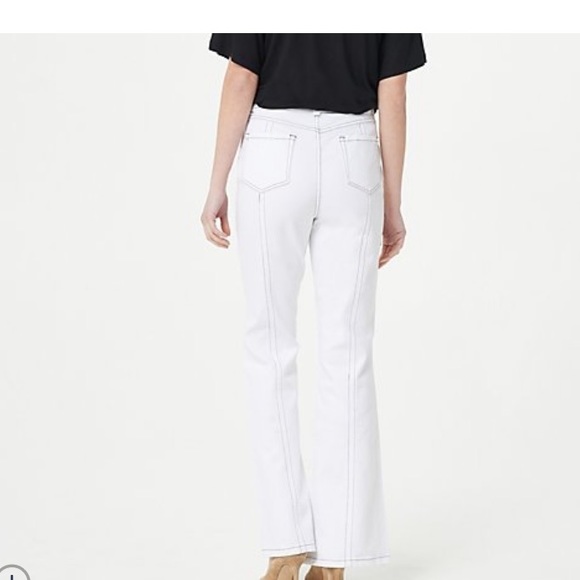 Peace Love World White Cotton High Waisted Front Slit Pants Size 10 NWOT - Picture 3 of 16